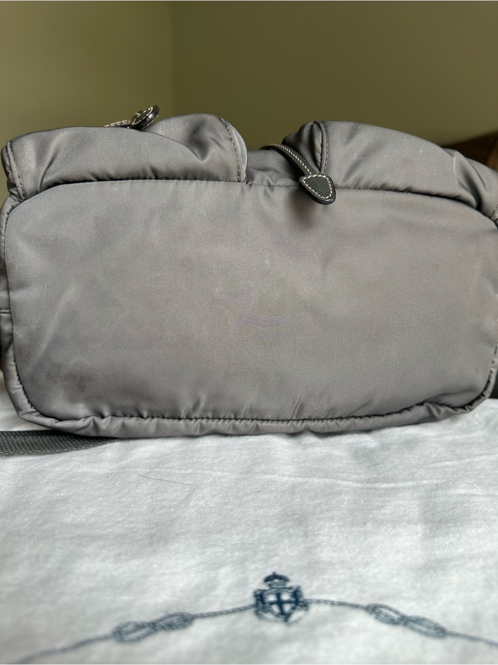 Prada Gray Nylon Drawstring Backpack with Gold Hardware - Picture 5 of 16